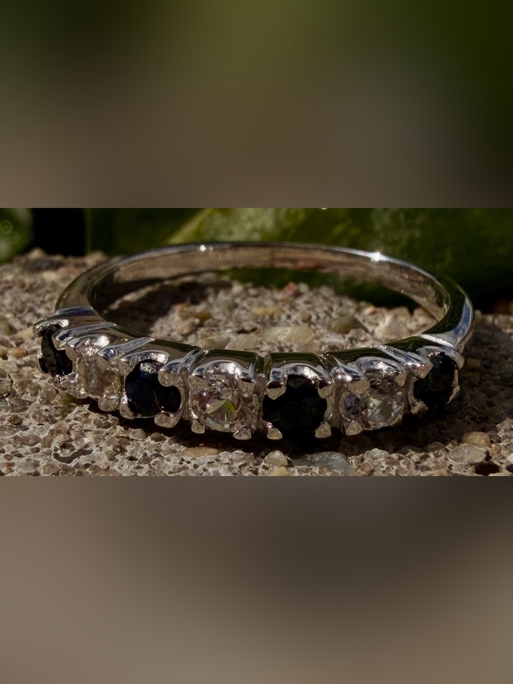 14K White Gold Over 925 Silver Multi Gemstone Ring Sapphire Emerald Ruby & Topaz - Picture 4 of 13